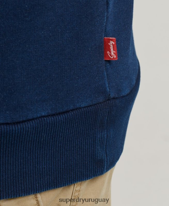 uy Superdry hombres sudadera con cuello redondo y letrero de pared azul oscuro DT2N8Z5157 ropa