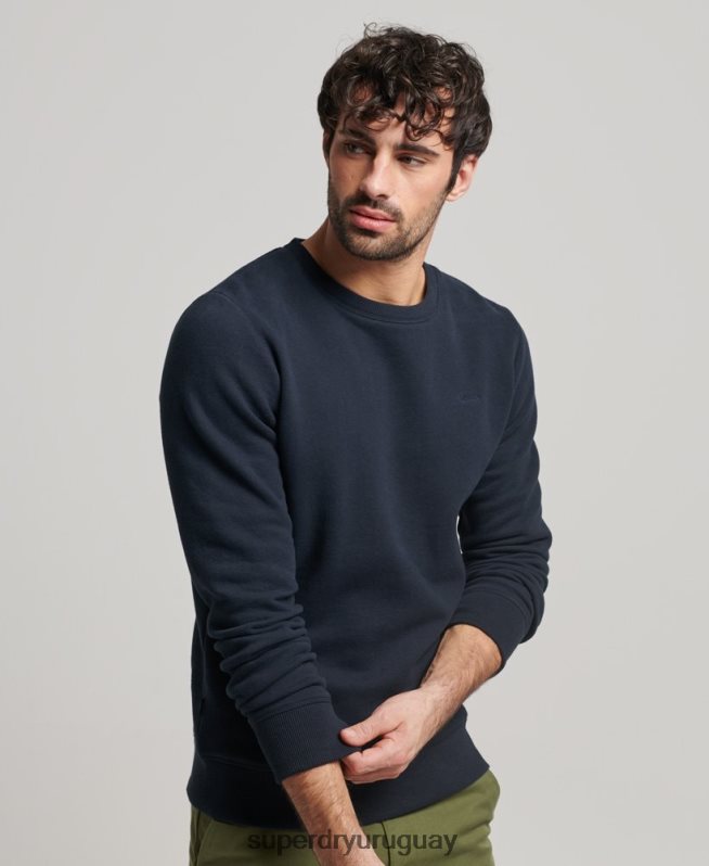 uy Superdry hombres sudadera con cuello redondo y logo bordado Armada DT2N8Z611 ropa