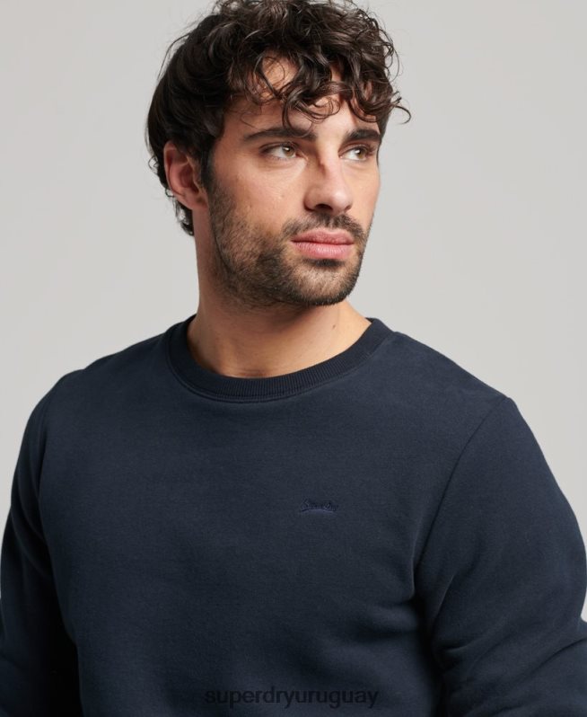 uy Superdry hombres sudadera con cuello redondo y logo bordado Armada DT2N8Z611 ropa