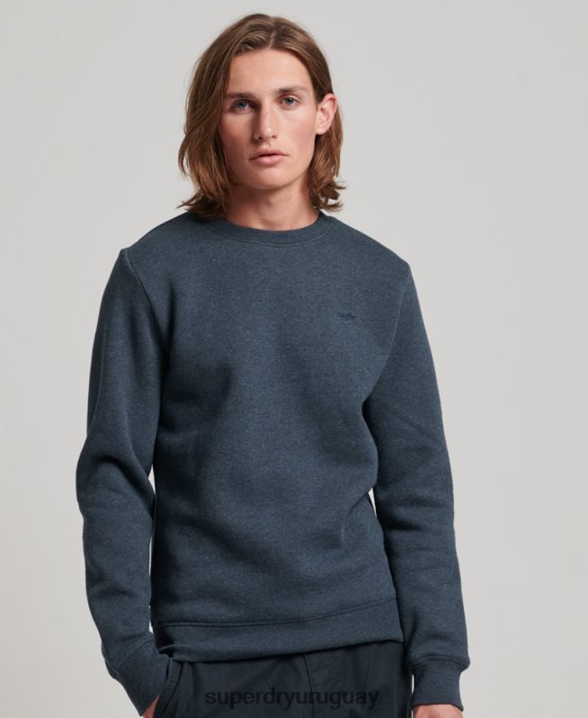 uy Superdry hombres sudadera con cuello redondo y logo bordado Armada DT2N8Z614 ropa