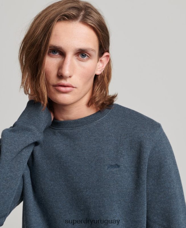 uy Superdry hombres sudadera con cuello redondo y logo bordado Armada DT2N8Z614 ropa