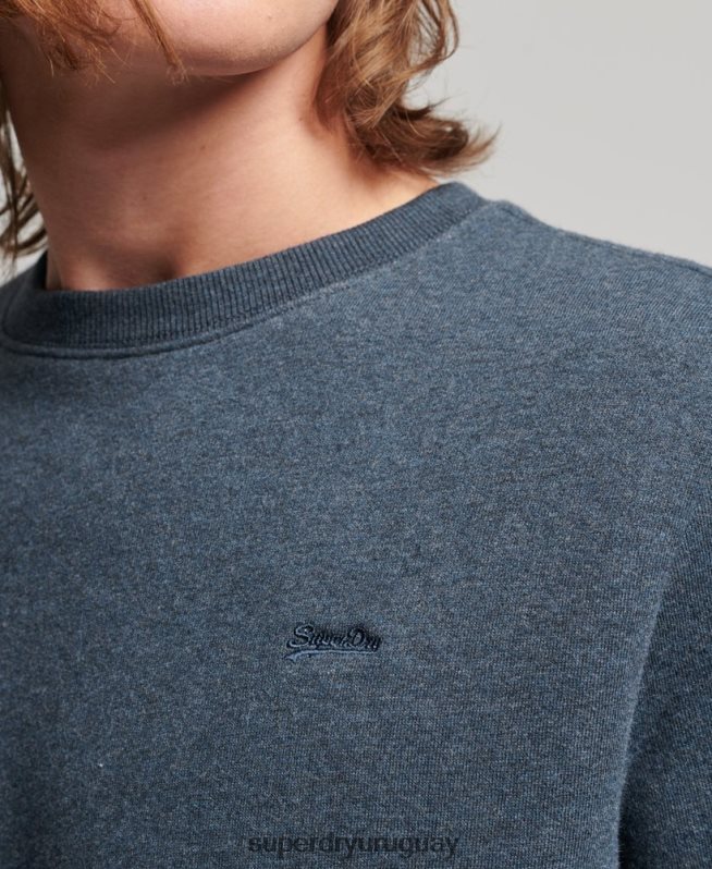 uy Superdry hombres sudadera con cuello redondo y logo bordado Armada DT2N8Z614 ropa
