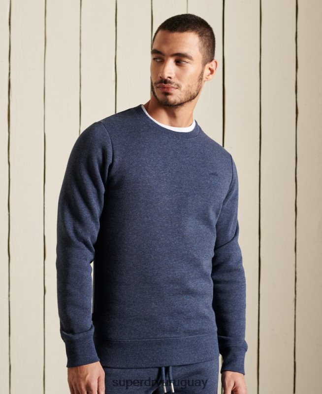 uy Superdry hombres sudadera con cuello redondo y logo bordado Armada DT2N8Z715 ropa