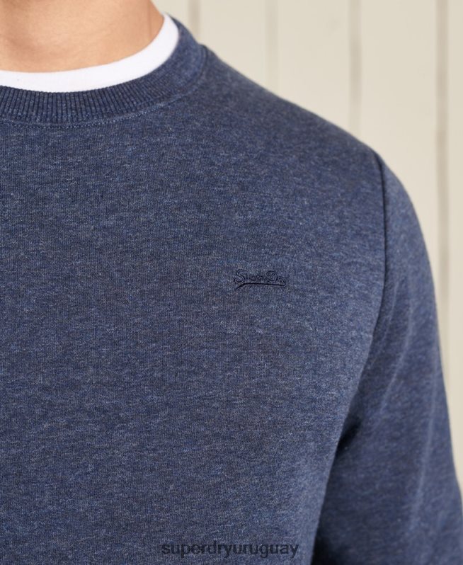 uy Superdry hombres sudadera con cuello redondo y logo bordado Armada DT2N8Z715 ropa