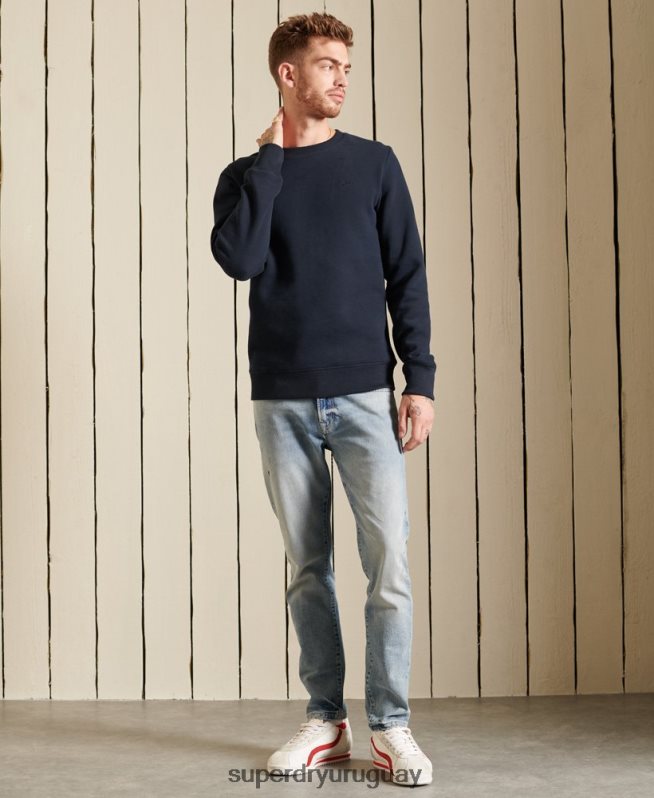 uy Superdry hombres sudadera con cuello redondo y logo bordado Armada DT2N8Z749 ropa