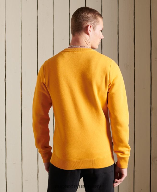 uy Superdry hombres sudadera con cuello redondo y logo bordado amarillo DT2N8Z5218 ropa
