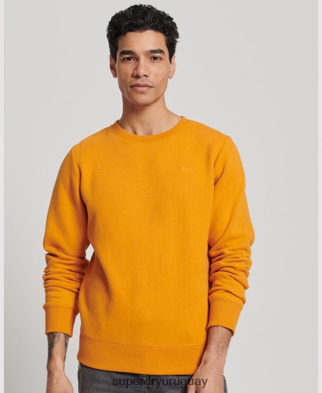 uy Superdry hombres sudadera con cuello redondo y logo bordado amarillo DT2N8Z523 ropa