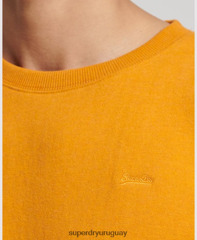 uy Superdry hombres sudadera con cuello redondo y logo bordado amarillo DT2N8Z523 ropa