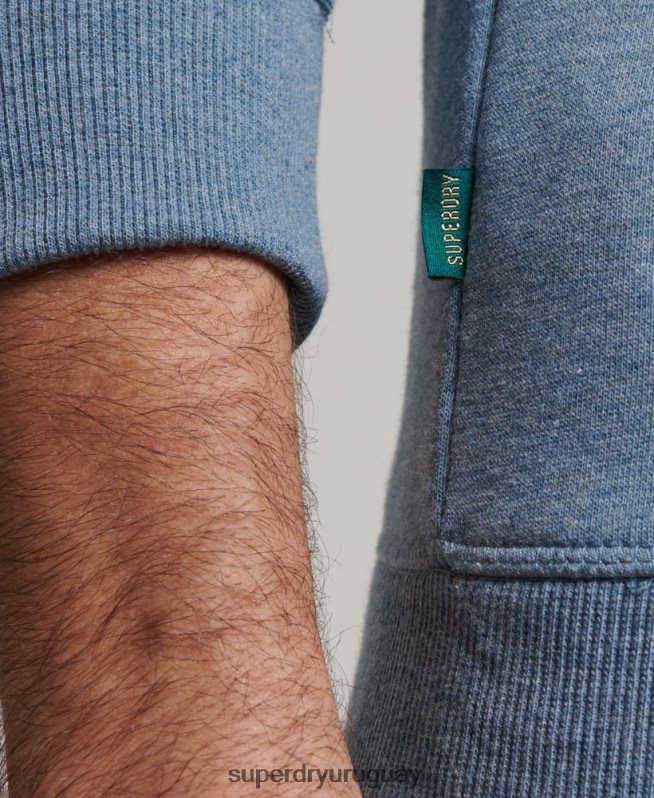 uy Superdry hombres sudadera con cuello redondo y logo bordado azul claro DT2N8Z496 ropa