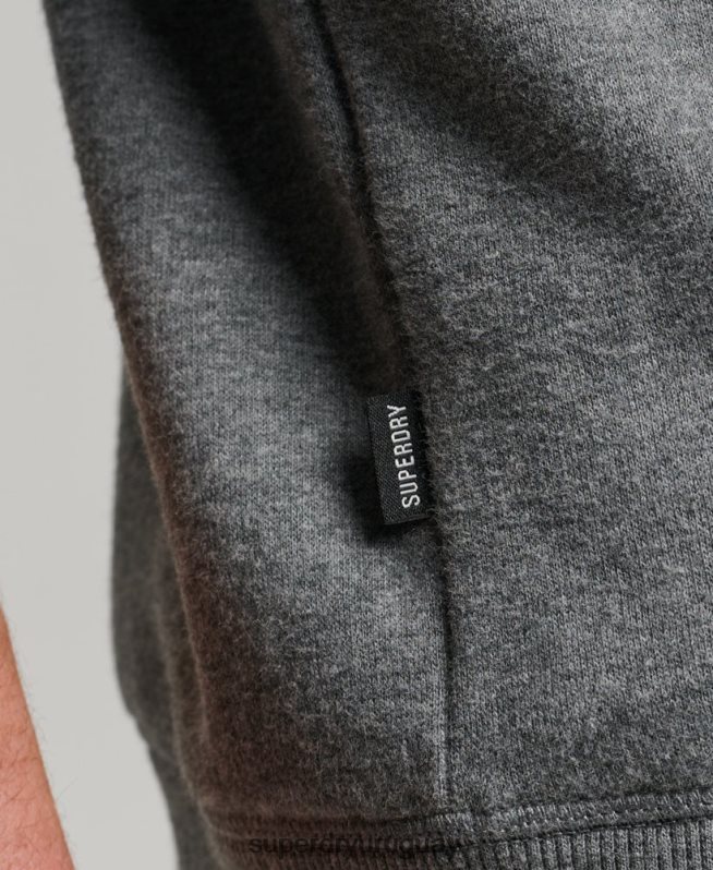 uy Superdry hombres sudadera con cuello redondo y logo bordado gris DT2N8Z532 ropa