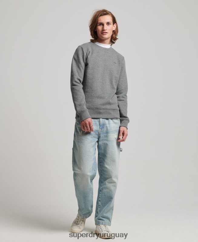 uy Superdry hombres sudadera con cuello redondo y logo bordado gris DT2N8Z532 ropa