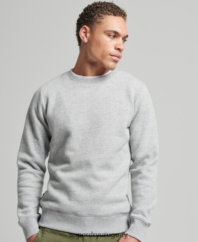 uy Superdry hombres sudadera con cuello redondo y logo bordado gris DT2N8Z751 ropa