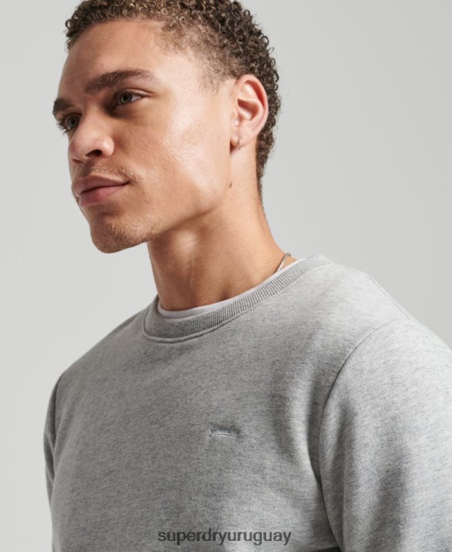 uy Superdry hombres sudadera con cuello redondo y logo bordado gris DT2N8Z751 ropa