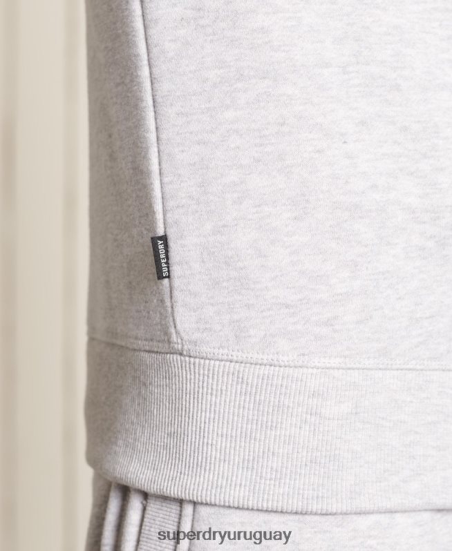 uy Superdry hombres sudadera con cuello redondo y logo bordado gris claro DT2N8Z777 ropa