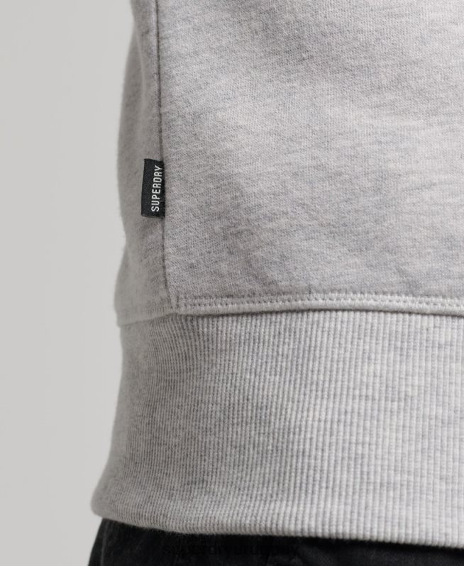 uy Superdry hombres sudadera con cuello redondo y logo bordado gris claro DT2N8Z790 ropa