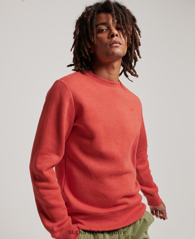 uy Superdry hombres sudadera con cuello redondo y logo bordado naranja DT2N8Z556 ropa