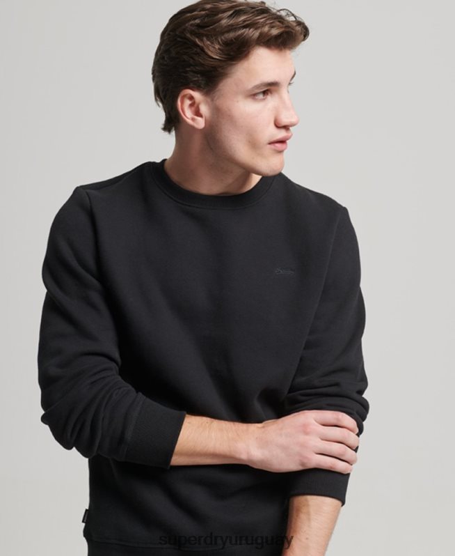 uy Superdry hombres sudadera con cuello redondo y logo bordado negro DT2N8Z642 ropa