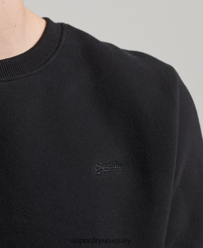 uy Superdry hombres sudadera con cuello redondo y logo bordado negro DT2N8Z642 ropa