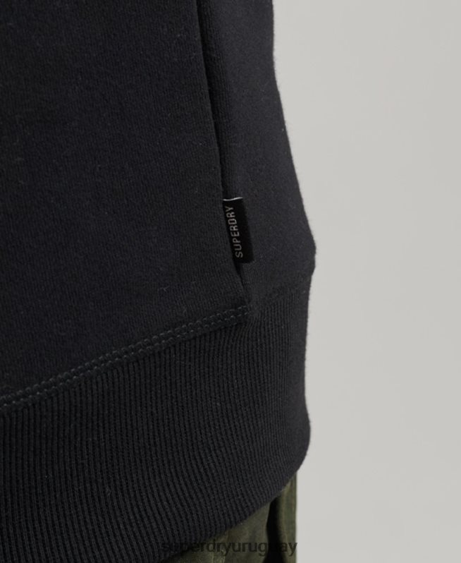 uy Superdry hombres sudadera con cuello redondo y logo bordado negro DT2N8Z642 ropa