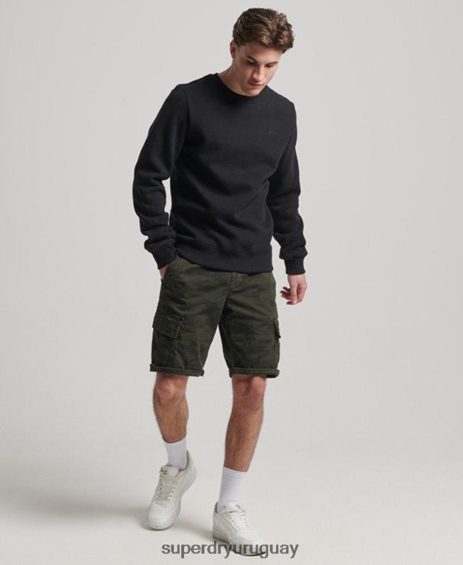 uy Superdry hombres sudadera con cuello redondo y logo bordado negro DT2N8Z642 ropa