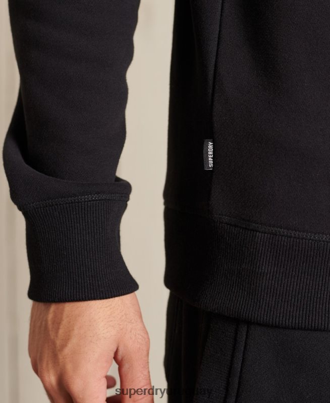 uy Superdry hombres sudadera con cuello redondo y logo bordado negro DT2N8Z776 ropa