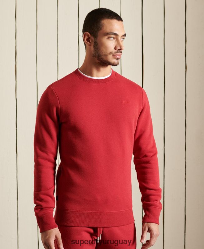 uy Superdry hombres sudadera con cuello redondo y logo bordado rojo DT2N8Z5210 ropa