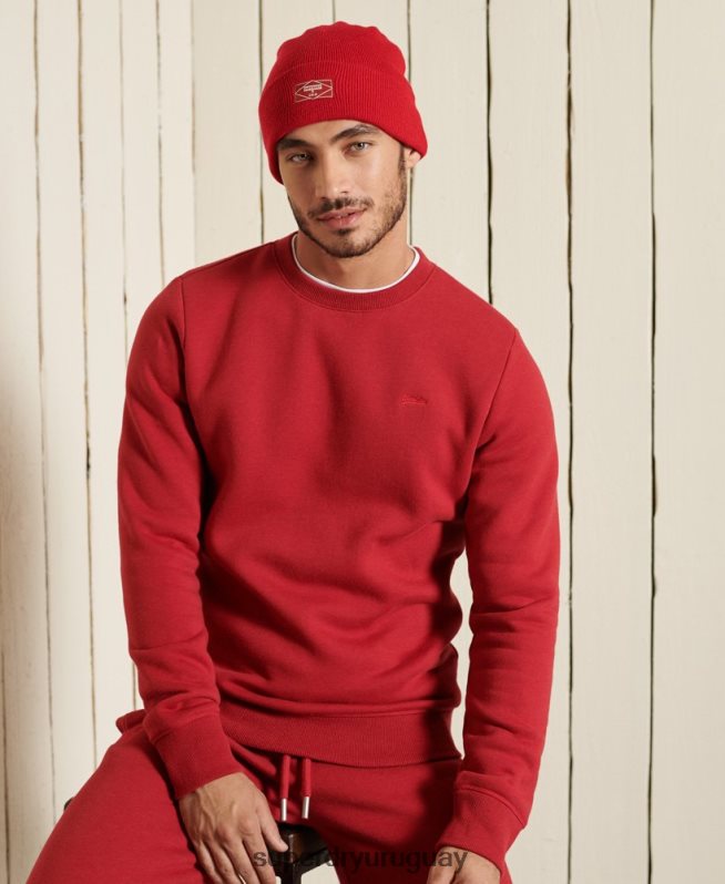 uy Superdry hombres sudadera con cuello redondo y logo bordado rojo DT2N8Z5210 ropa