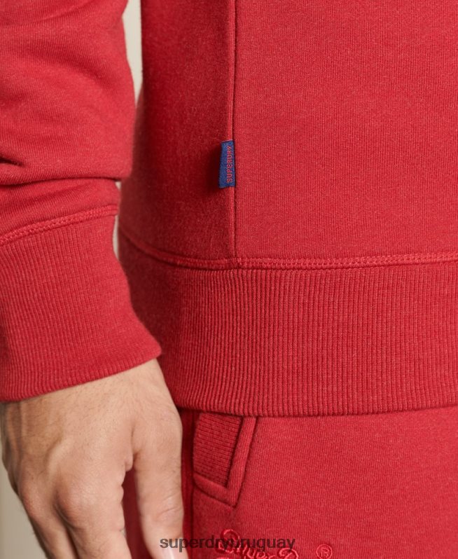 uy Superdry hombres sudadera con cuello redondo y logo bordado rojo DT2N8Z5210 ropa