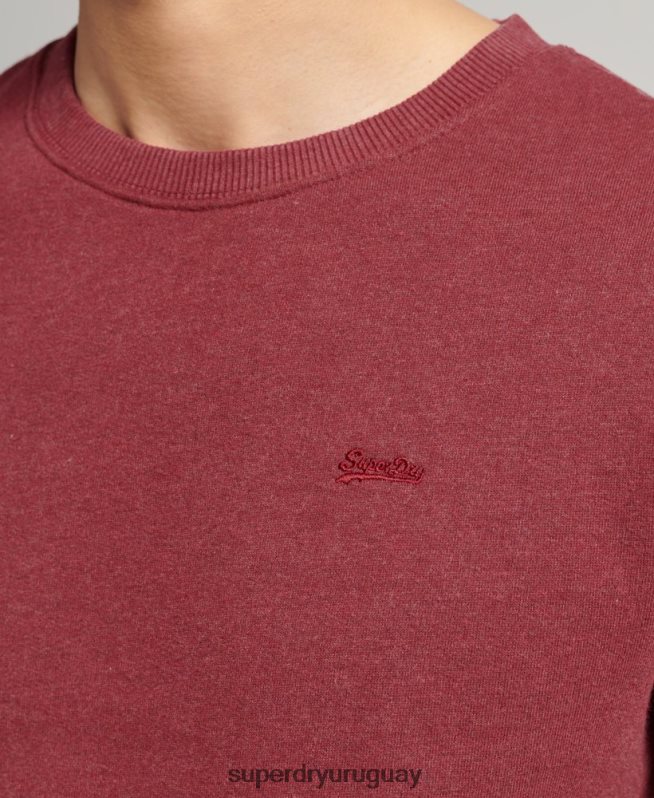 uy Superdry hombres sudadera con cuello redondo y logo bordado rojo DT2N8Z774 ropa