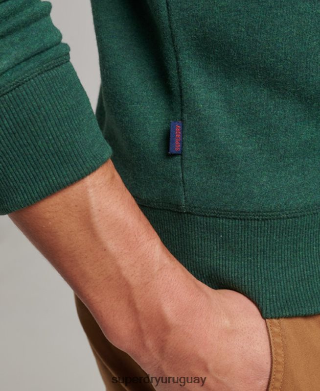 uy Superdry hombres sudadera con cuello redondo y logo bordado verde DT2N8Z475 ropa