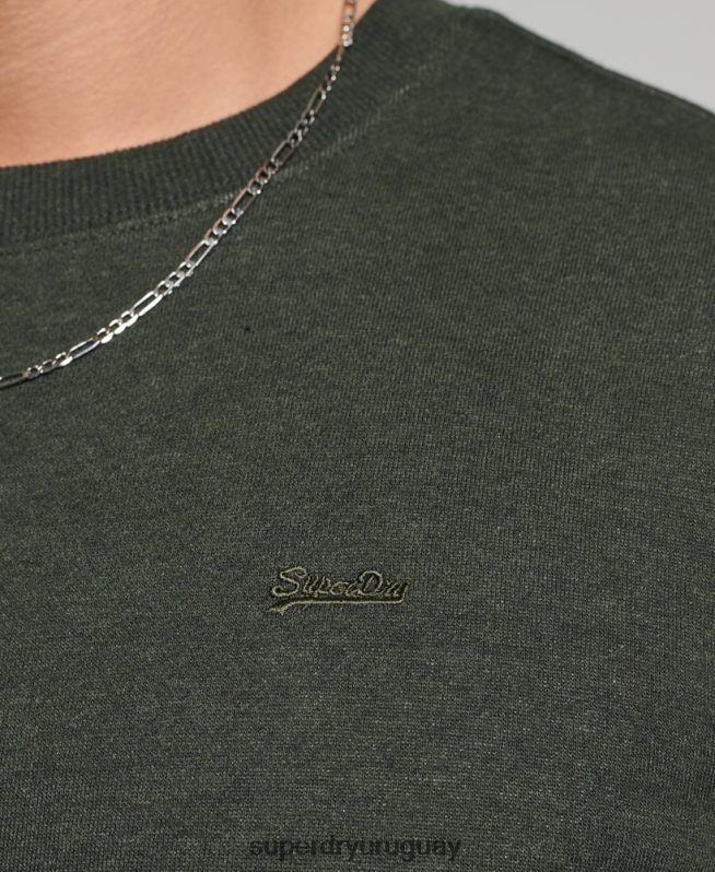 uy Superdry hombres sudadera con cuello redondo y logo bordado verde DT2N8Z491 ropa