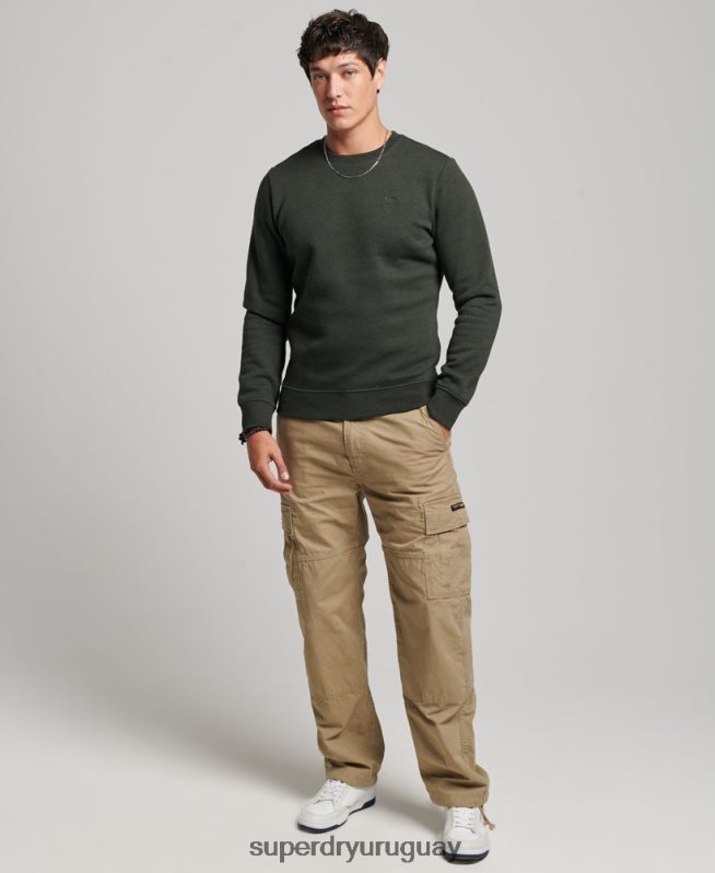 uy Superdry hombres sudadera con cuello redondo y logo bordado verde DT2N8Z491 ropa