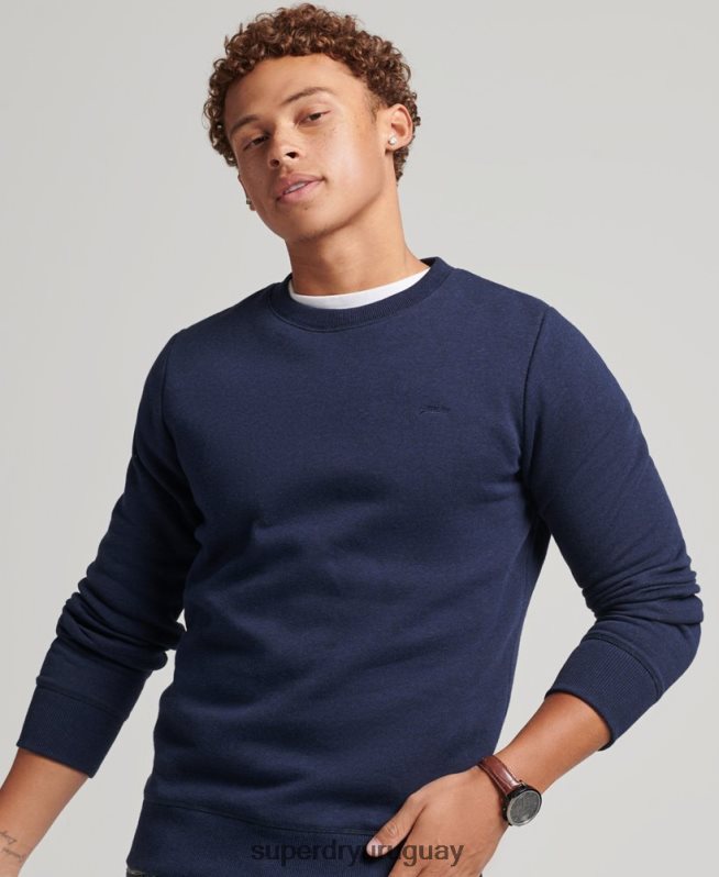 uy Superdry hombres sudadera con cuello redondo y logo esencial de algodón orgánico Armada DT2N8Z5020 ropa