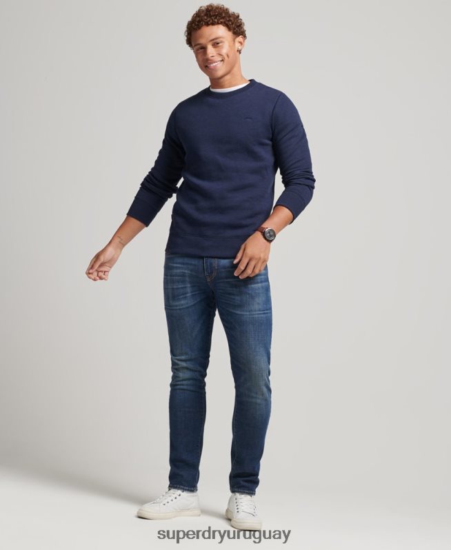 uy Superdry hombres sudadera con cuello redondo y logo esencial de algodón orgánico Armada DT2N8Z5020 ropa
