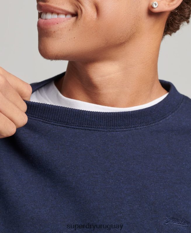 uy Superdry hombres sudadera con cuello redondo y logo esencial de algodón orgánico Armada DT2N8Z5020 ropa