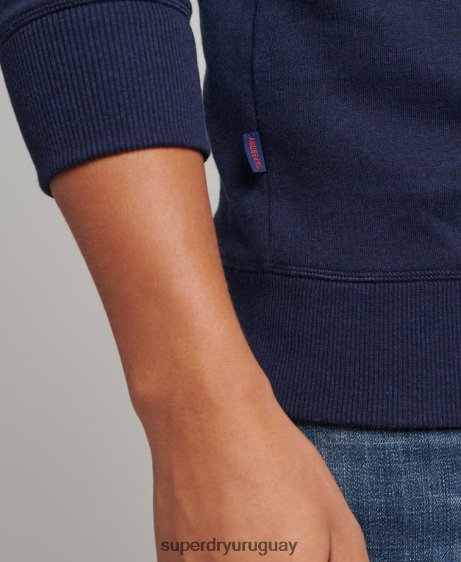 uy Superdry hombres sudadera con cuello redondo y logo esencial de algodón orgánico Armada DT2N8Z5020 ropa