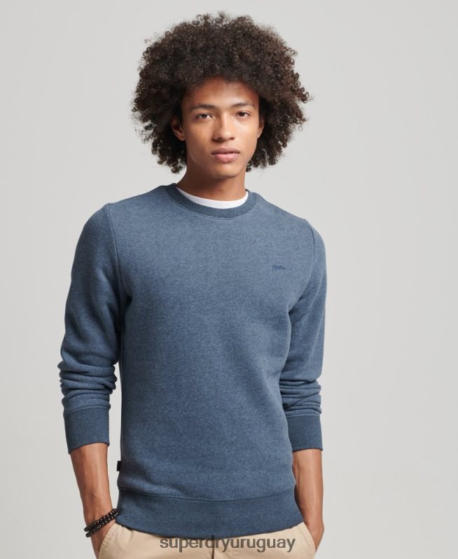 uy Superdry hombres sudadera con cuello redondo y logo esencial de algodón orgánico Armada DT2N8Z5165 ropa