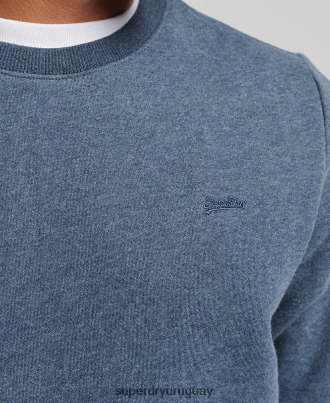 uy Superdry hombres sudadera con cuello redondo y logo esencial de algodón orgánico Armada DT2N8Z5165 ropa