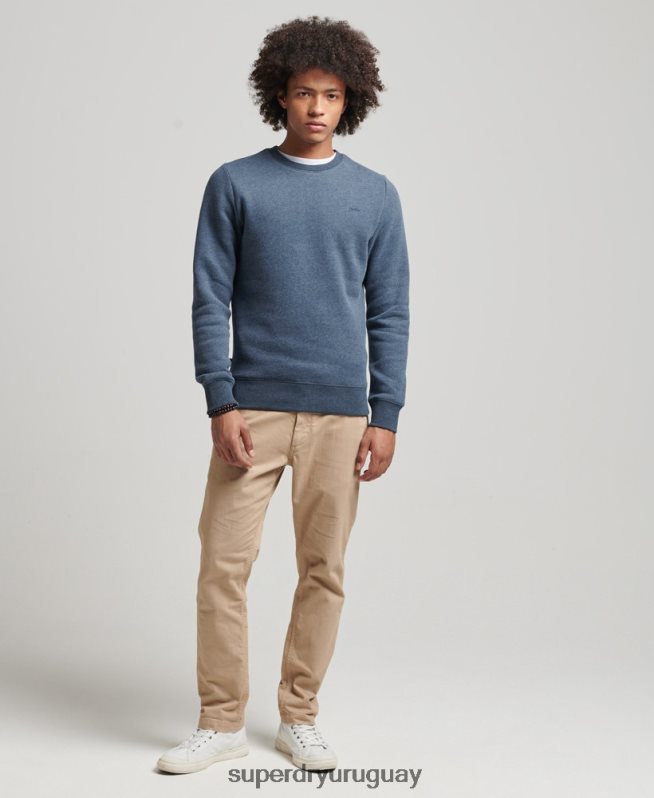 uy Superdry hombres sudadera con cuello redondo y logo esencial de algodón orgánico Armada DT2N8Z5165 ropa