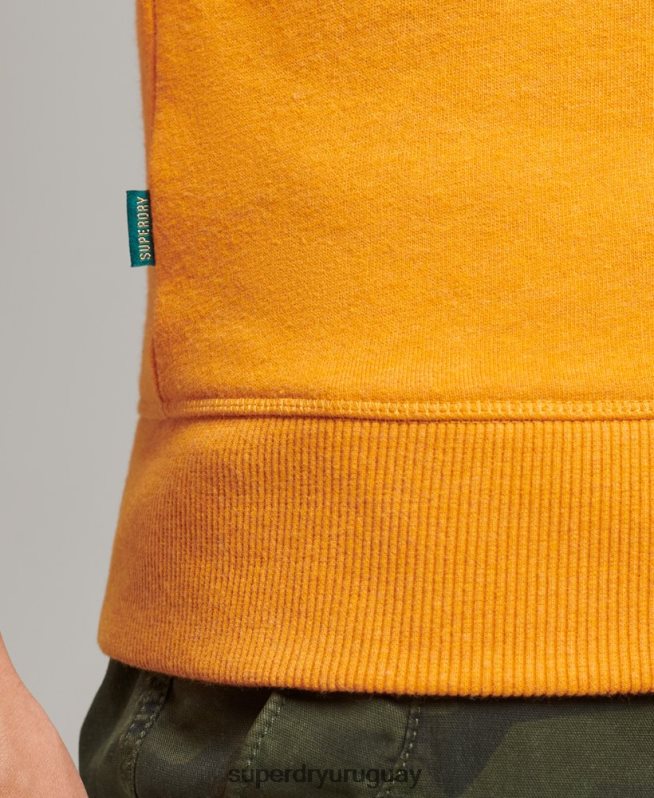 uy Superdry hombres sudadera con cuello redondo y logo esencial de algodón orgánico amarillo DT2N8Z705 ropa