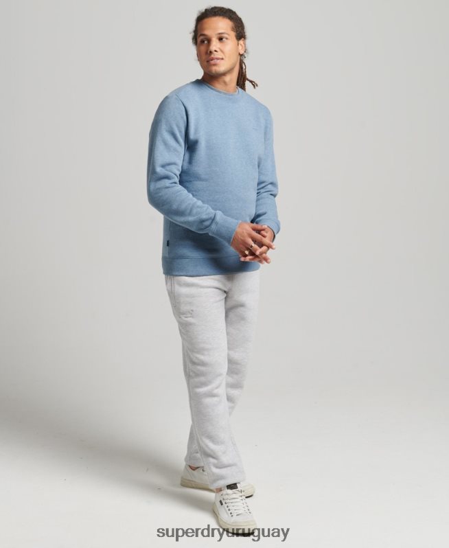 uy Superdry hombres sudadera con cuello redondo y logo esencial de algodón orgánico azul claro DT2N8Z603 ropa