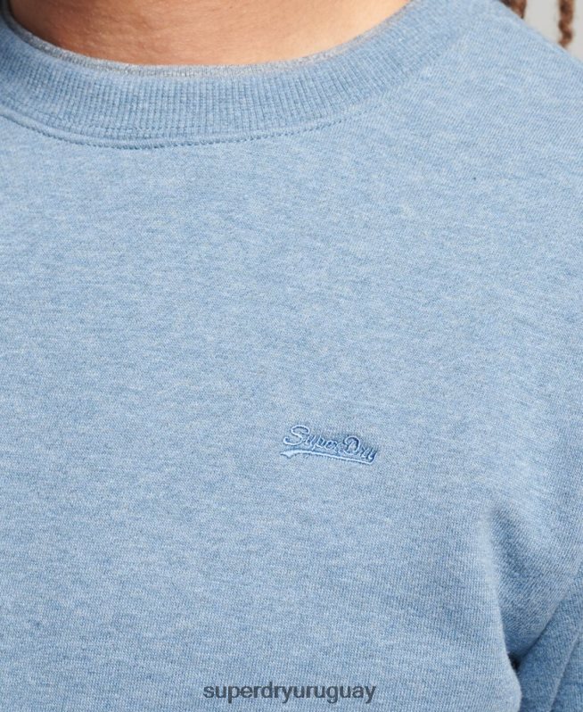 uy Superdry hombres sudadera con cuello redondo y logo esencial de algodón orgánico azul claro DT2N8Z603 ropa