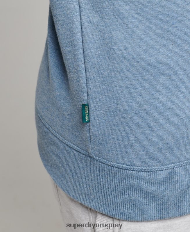 uy Superdry hombres sudadera con cuello redondo y logo esencial de algodón orgánico azul claro DT2N8Z603 ropa