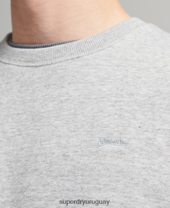 uy Superdry hombres sudadera con cuello redondo y logo esencial de algodón orgánico gris DT2N8Z554 ropa