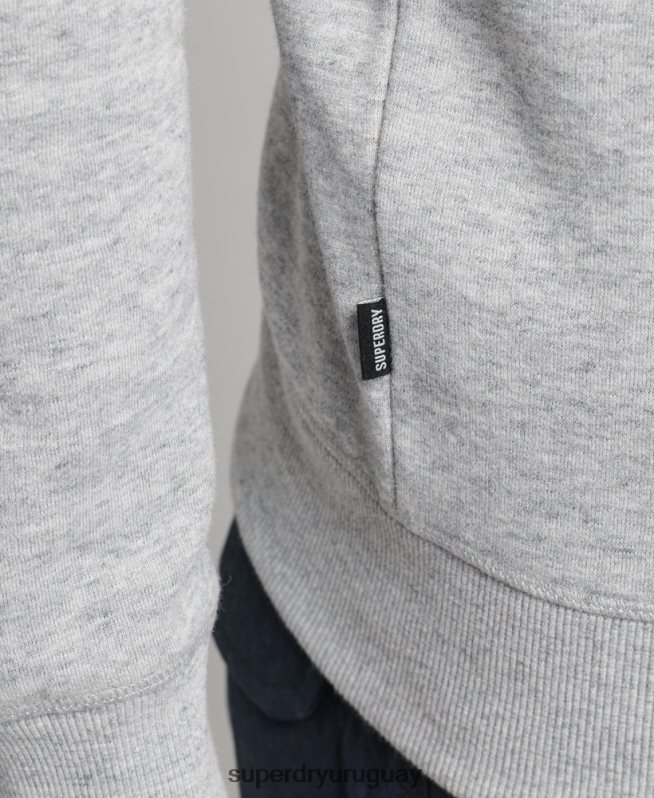 uy Superdry hombres sudadera con cuello redondo y logo esencial de algodón orgánico gris DT2N8Z554 ropa