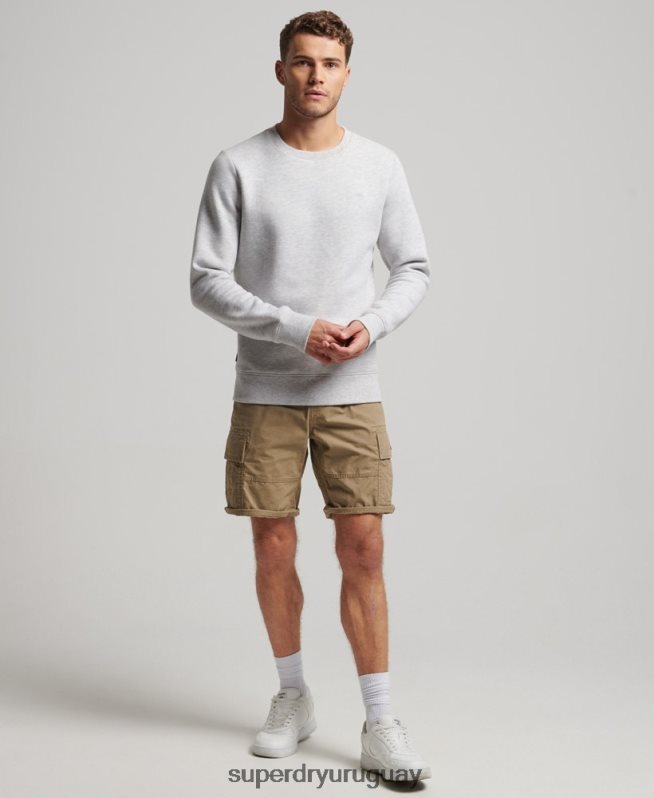 uy Superdry hombres sudadera con cuello redondo y logo esencial de algodón orgánico gris claro DT2N8Z770 ropa