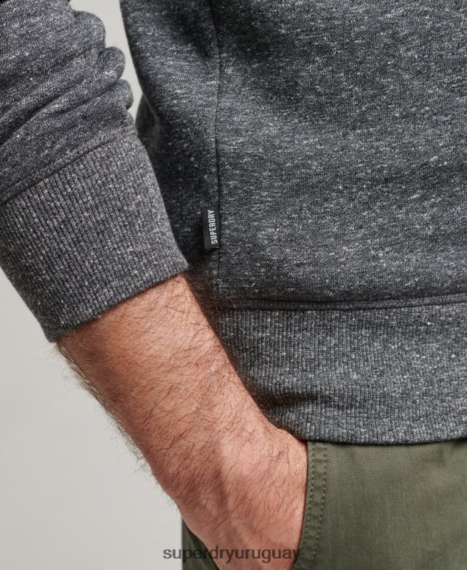 uy Superdry hombres sudadera con cuello redondo y logo esencial de algodón orgánico gris oscuro DT2N8Z5226 ropa