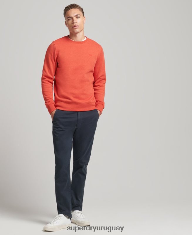 uy Superdry hombres sudadera con cuello redondo y logo esencial de algodón orgánico naranja DT2N8Z4995 ropa
