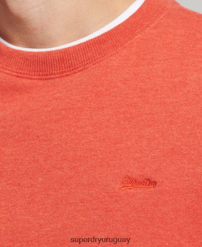 uy Superdry hombres sudadera con cuello redondo y logo esencial de algodón orgánico naranja DT2N8Z4995 ropa