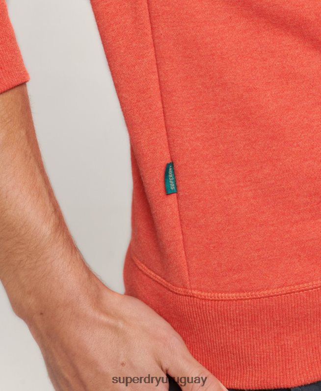 uy Superdry hombres sudadera con cuello redondo y logo esencial de algodón orgánico naranja DT2N8Z4995 ropa